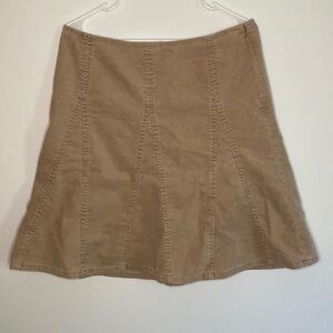 Vintage GAP Corduroy Ribbed Tan A-Line Skirt Stretchy Size 10